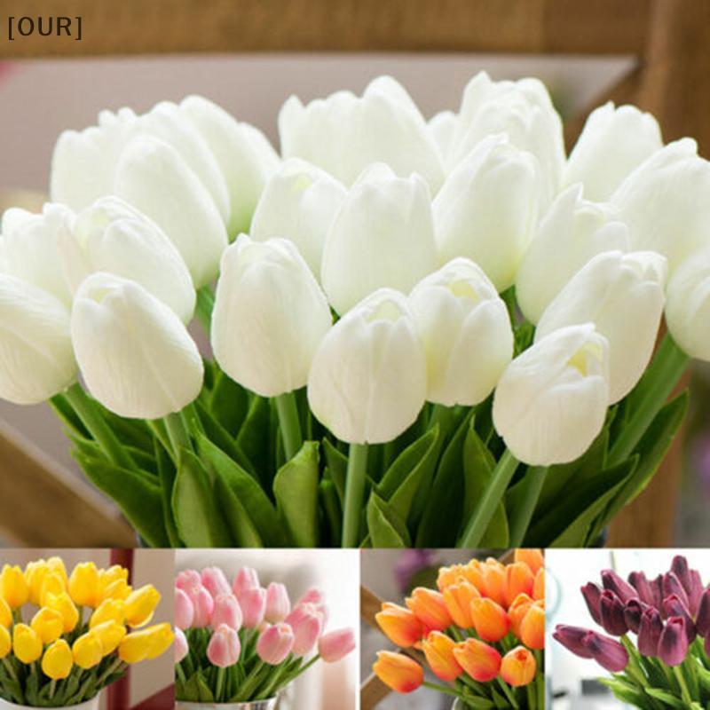 [OUR] Artificial Tulip Flowers False Fake Bouquet Real Touch Home Wedding Party Decor null