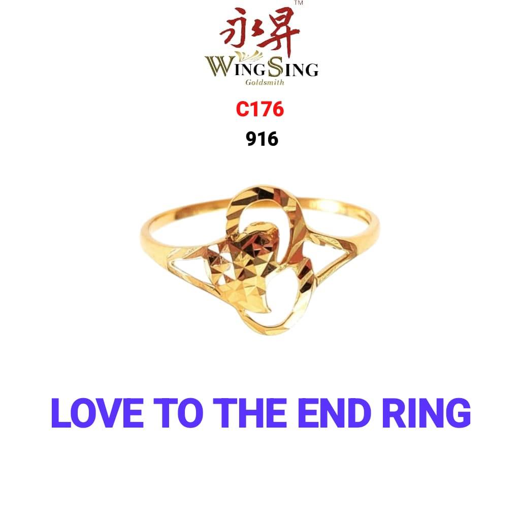 Wing Sing Cincin Love Happy Ever After Bajet Tulen Original Emas 916 916 Gold Love Solid Fashion Ring 心形916黄金戒指