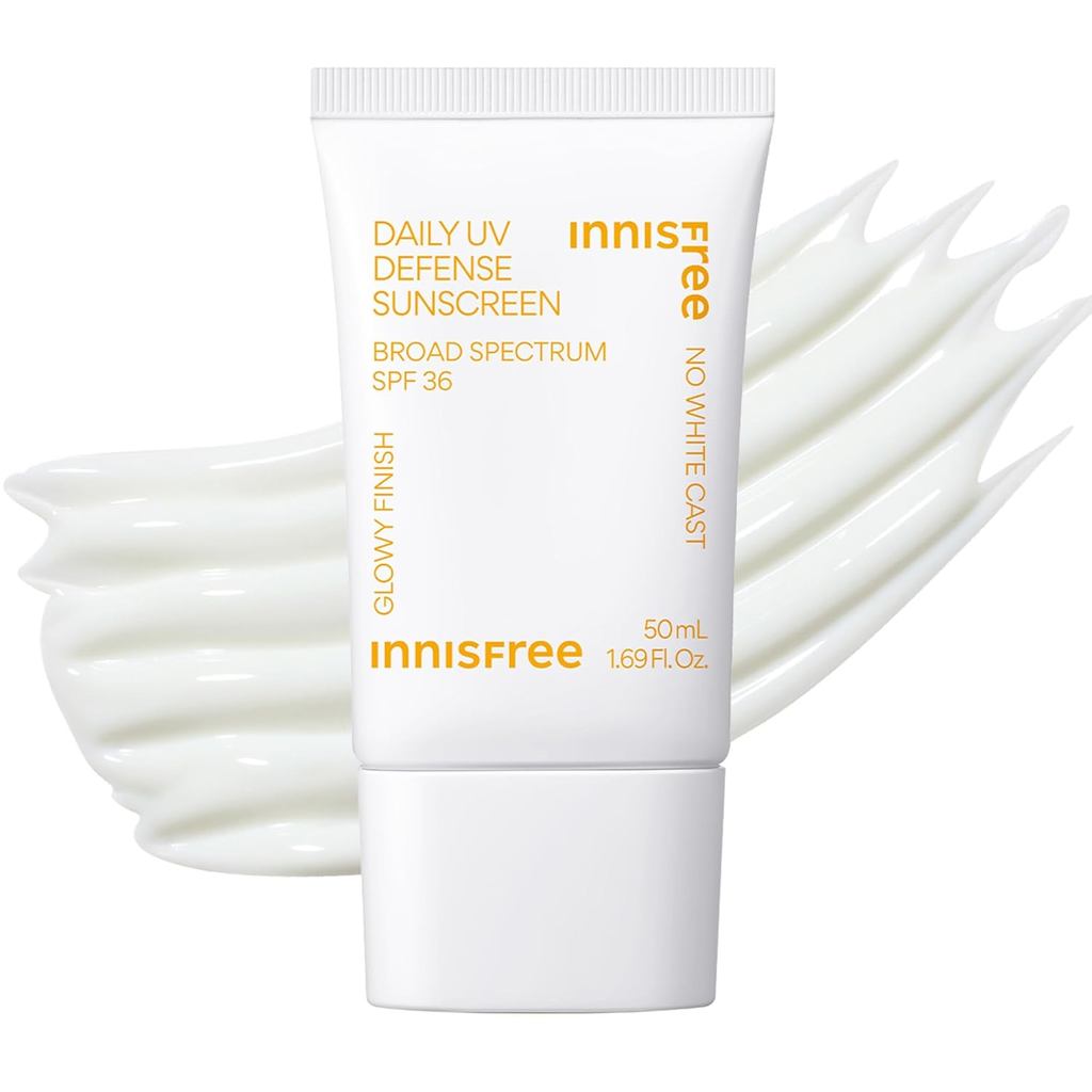 Innisfree Daily UV Defense SPF36 Korean Facial Sunscreen, Invisible Makeup, Wide Spectrum Protection, No Residue, Light Moisturizing, Gift Box.