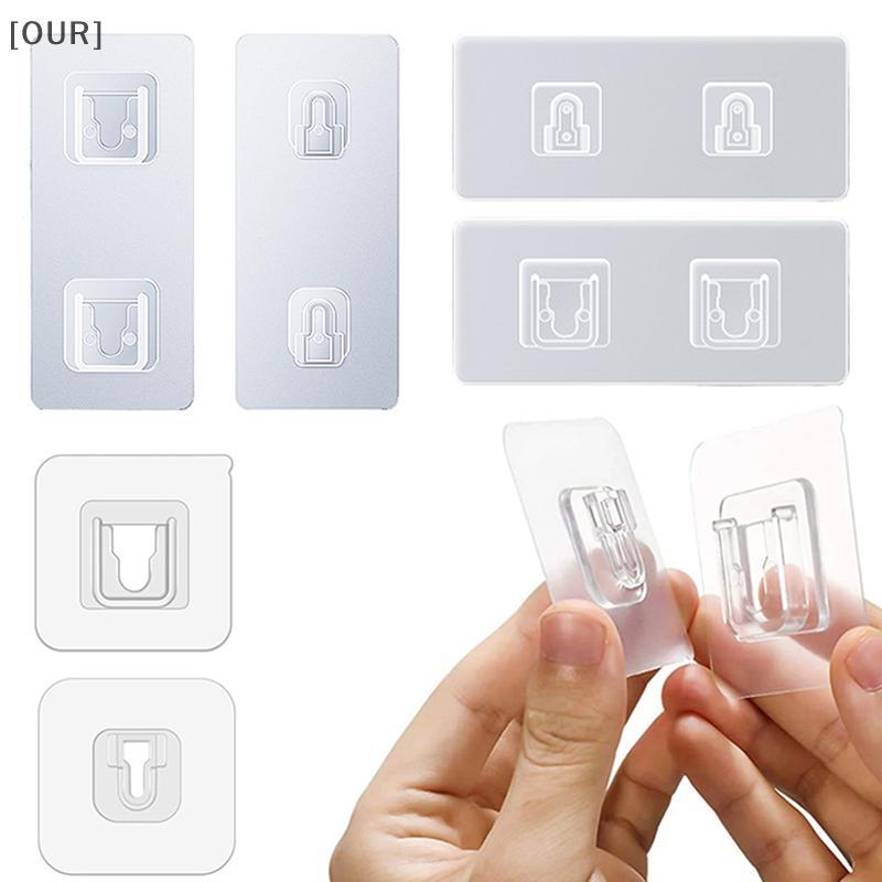 [OUR] Double-Sided Adhesive Wall Hooks Hanger Strong Transparent Suction Cup Suer Hooks Kitchen Bathroom Storage Plug Soet Holders null