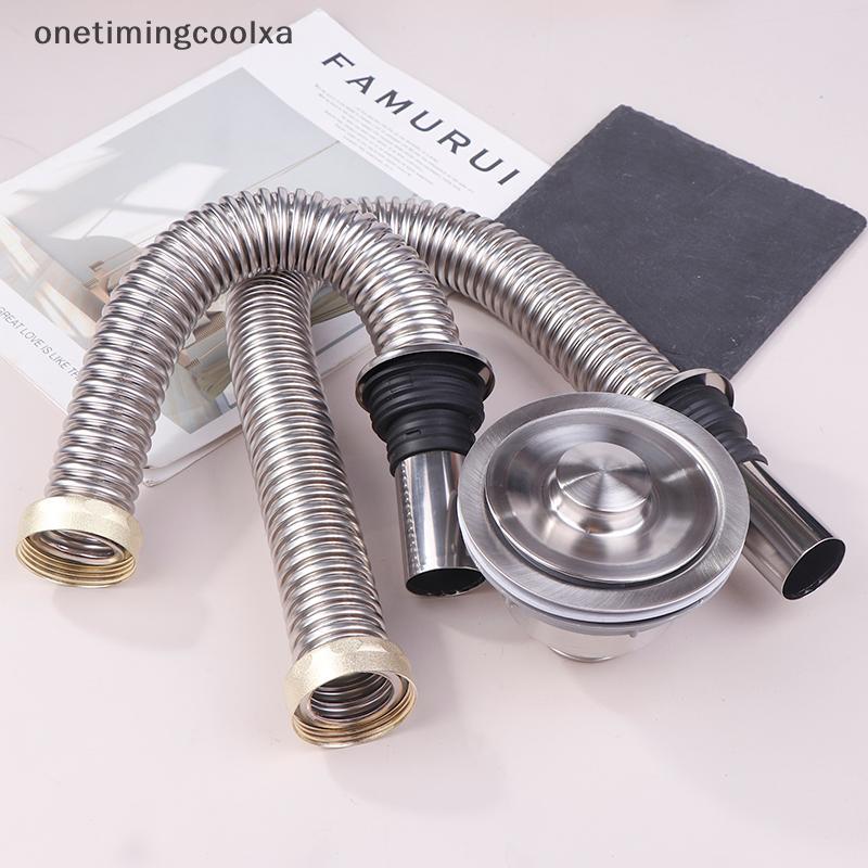 null 40/60cm Stainless Steel Bathroom Kitchen Sink Siphon Waste Drain Flexible Pipe Hose Home Retractable Drainage Tube null