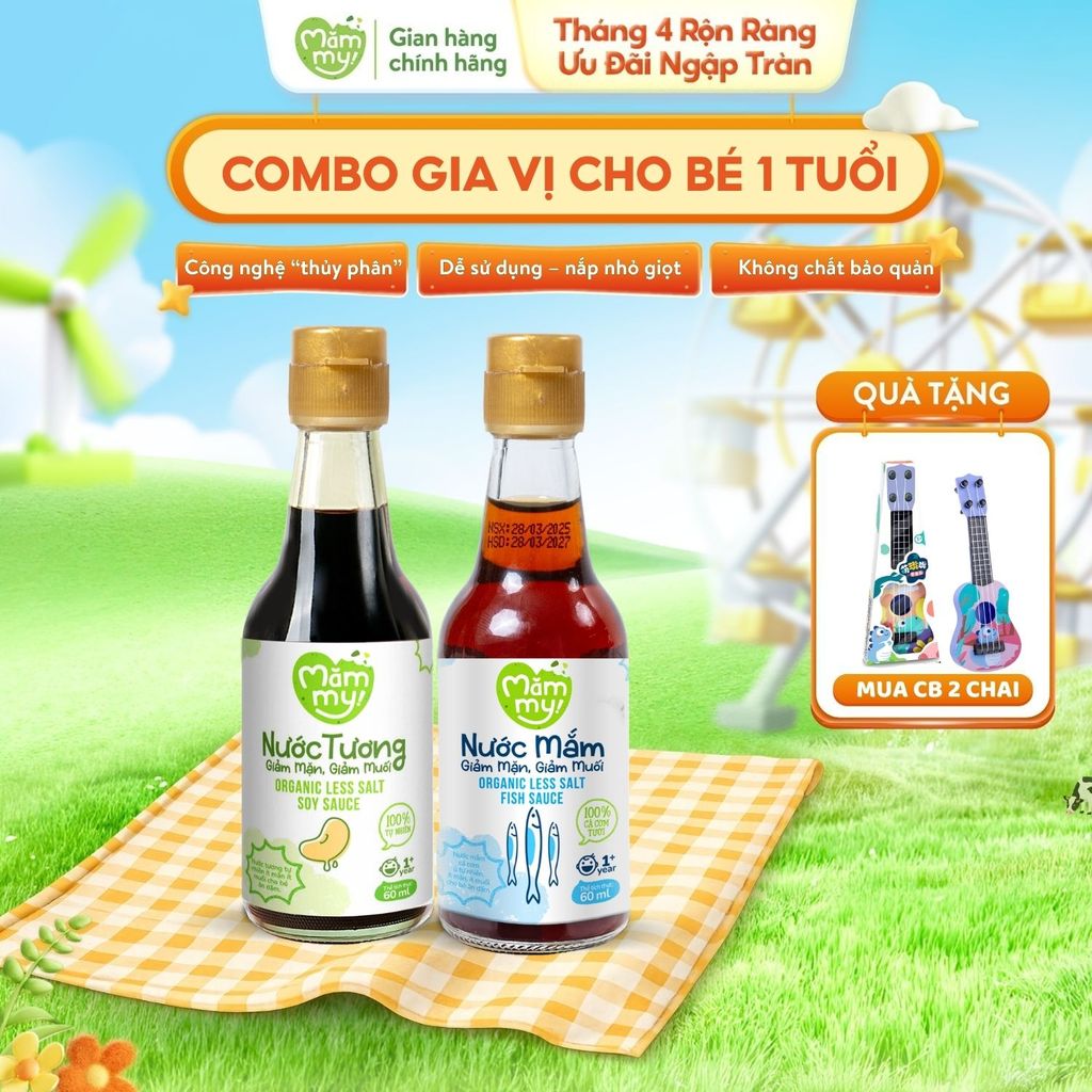 Mammy baby food seasoning with soy sauce and fish sauce reduces salt and reduces salt for babies from 1 year old to help babies eat well