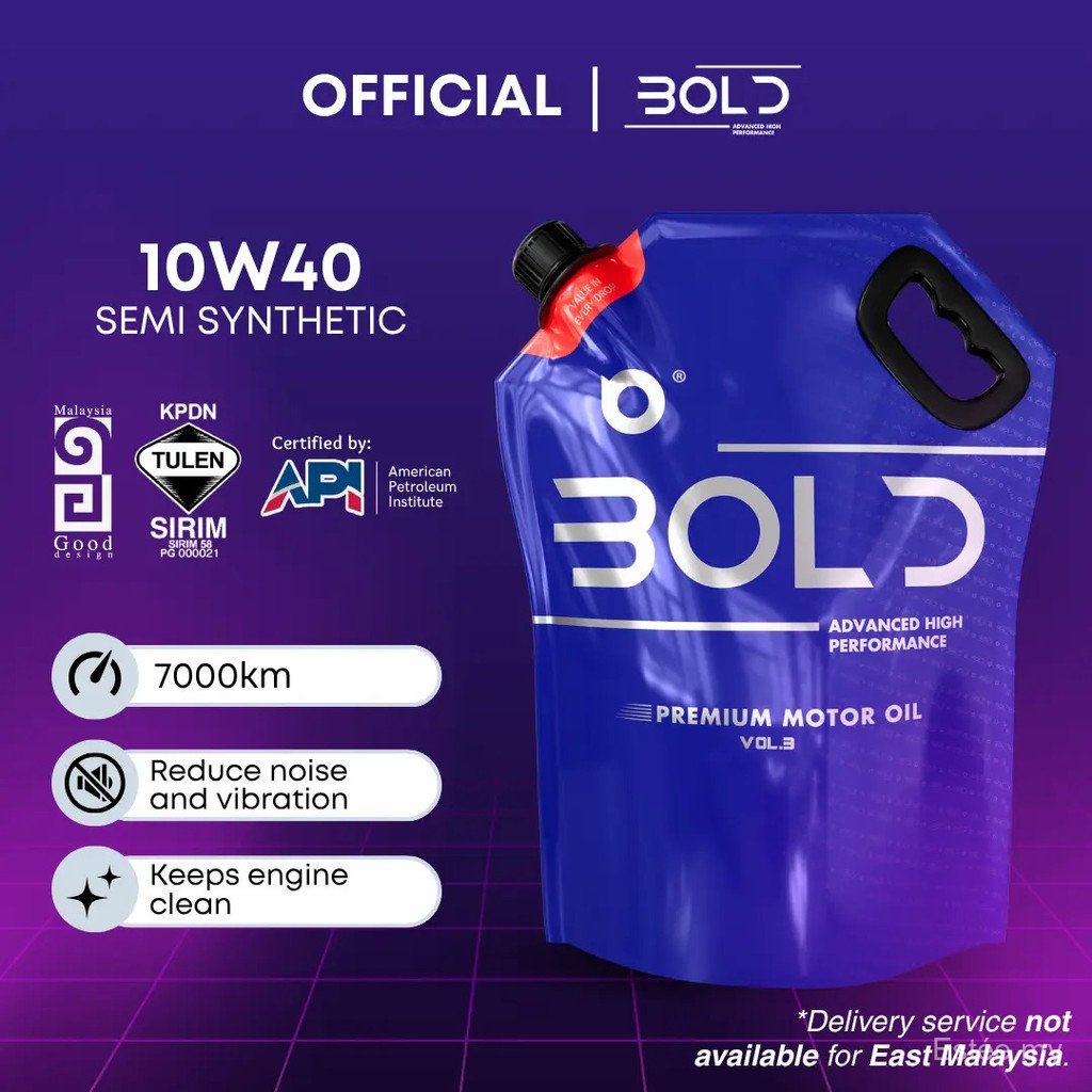 BOLD SIRIM 10w40 4L / 3L Semi Synthetic SP Engine Oil Car Minyak Hitam Enjin Kereta Proton Toyota Honda Perodua