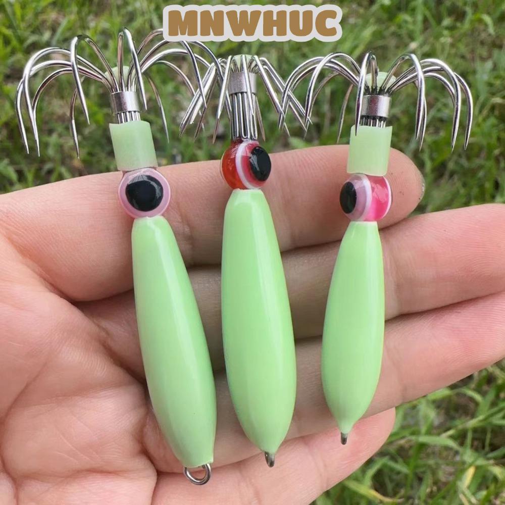 MNWHUC 10pcs Octopus Bait, Simulation 13g-89g Squid Hook with fish eyes,  Style Sleeve-fish Luminous Noctilucent Wood Shrimp Lures Fishing Tackle