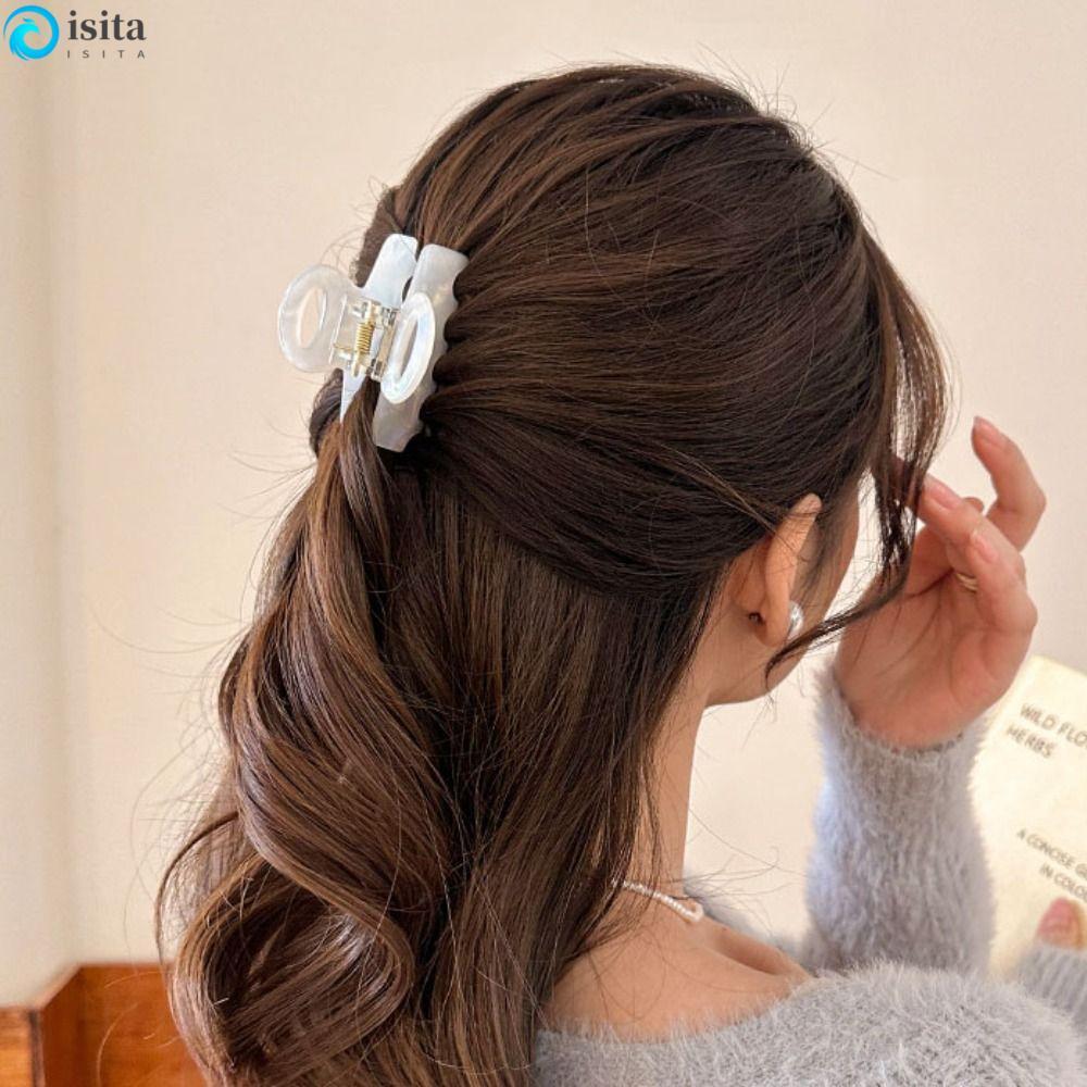 ISITA Acrylic Hair Claw, Korean Style Hair Clip Square Hair Claw, Elegant Geometrric Ponytail Holder Headwear Women Shark Clip Girls