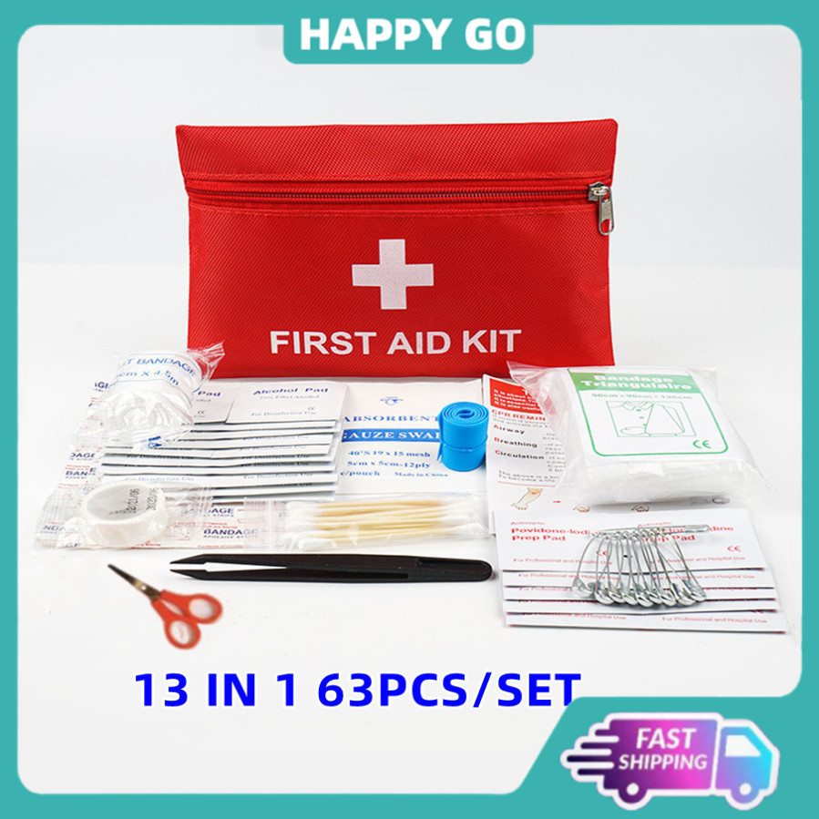 【24H】13 Kinds 63pcs Medical Emergency Kit Travel Emergency Kit Outdoor Survival Kit Family Medicine Kit 户外/家用急救包