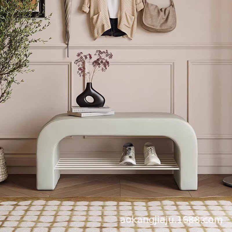 Stool Change Shoes Shoe Cabinet Stool Long Doorway Fitting Room Wear Shoes Household Luxury Stool Seat Stool Advanced Integrated Entry Bed End Light GJYP