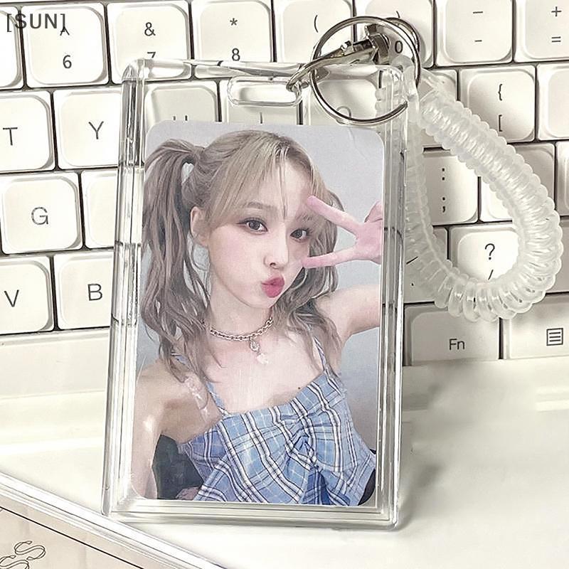 [SUN] Acrylic Photocard Holder Kpop Idol Card Holder Transparent Photo Sleeves Portable ID Bus Card Protector Pendant Keychain null