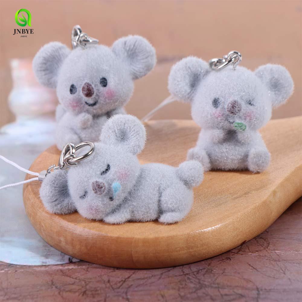 JNBYE Koala Animal Keychains, Fluffy Doll Pet Pendant 3D Flocking Pendant, Lovely Bag Charm Cartoon Kawaii Koala Key Ring Car Key Ring
