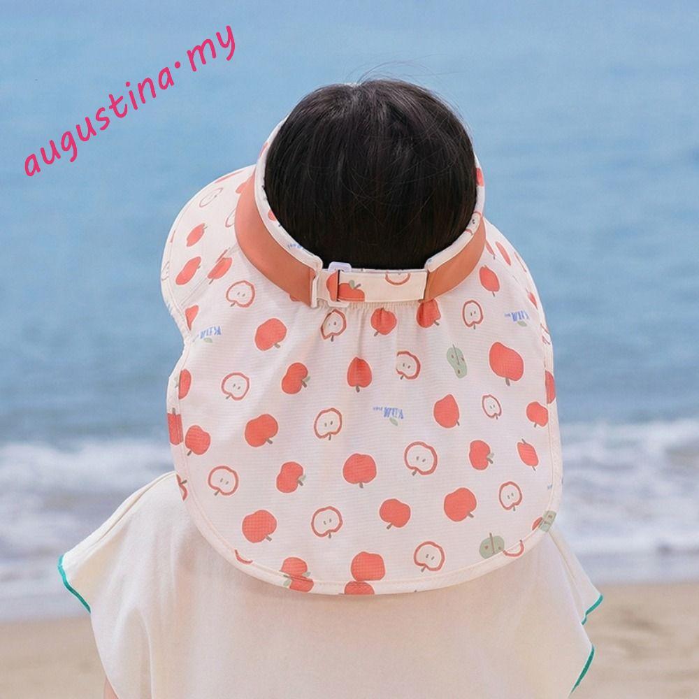AUGUSTINA Children's Sun Hat, Big Brim Ice Silk Empty Top Cap, Quick Dry Extended Shawl Sun Protection Foldable Kids Whistle Sunscreen Hat Baby