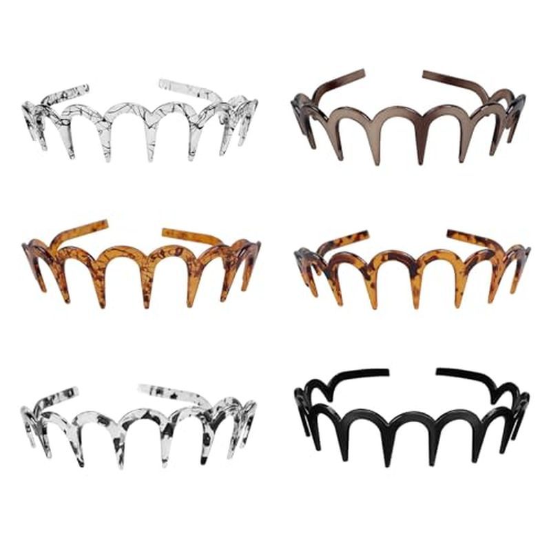YONOY 6-Piece Set Sawtooth Shark Tooth Headband Comb Sawtooth Plastic Headband U-Shaped Shark Tooth Headband Wave Tooth Headband Ladies Girls Hair Accessories Accessories