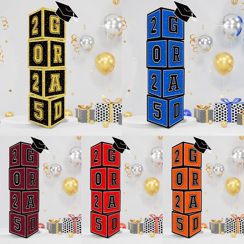 Quality Reliable 5Colors Graduation Decorations Letter Boxes 2025 Grad Paper Box Black Gold Congrats Foldable Cardboard - Image 4