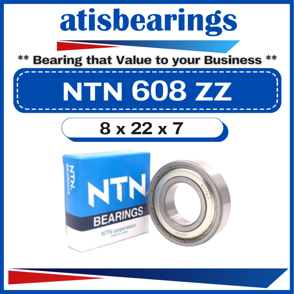 NTN 608 ZZ C3 ( 8 x 22 x 7 ) 100% ORIGINAL Shielded Type Miniature Deep Groove Ball Bearings