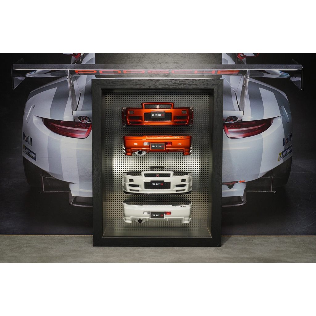 [Orphan] Brand New Ready Stock!Special Offer!MOTORHELIX 1/18 Nissan R34 Bumper Photo Frame Decoration!Metal Orange+Beaded White Color Matching!On Sale Price 248/Set!Special Offer ¥228!Each Set Contains 2 Front and Rear Bumpers, Color Box Packaging, Exquis