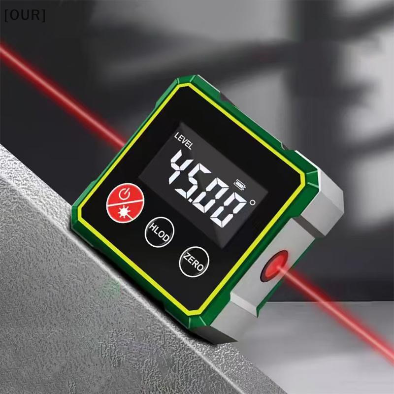 [OUR] 360° Magnetic Digital Angle Finder With Electronic Laser Gauge Ruler Type-C Charging LCD Electronic Protractor Measuring Tool null
