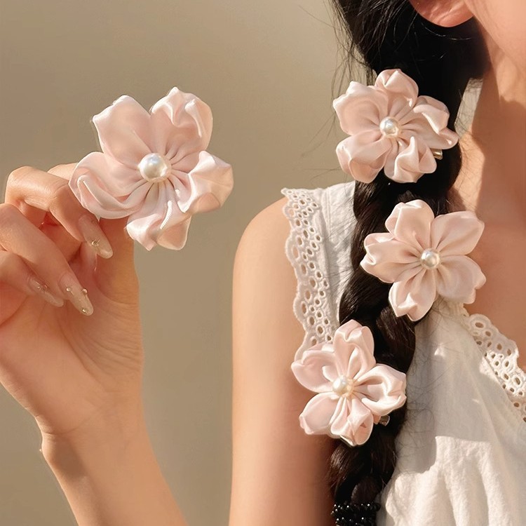 Taozhiyao Super Fairy Pink Flower Hairpin Female Cute Clip Headdress High-End All-Match Side Clip Side Hairpin260410