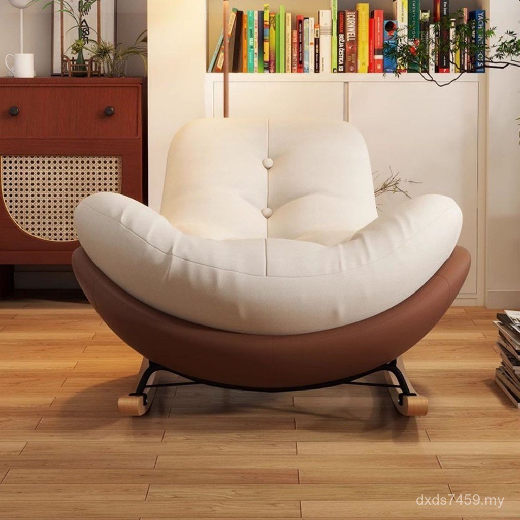 Single Balcony Rocking Lazy Rocking Chair Chair Household Free Eggshell Recliner Luxury Sofa Chair Adult Light Living Room Leisure Chair J9