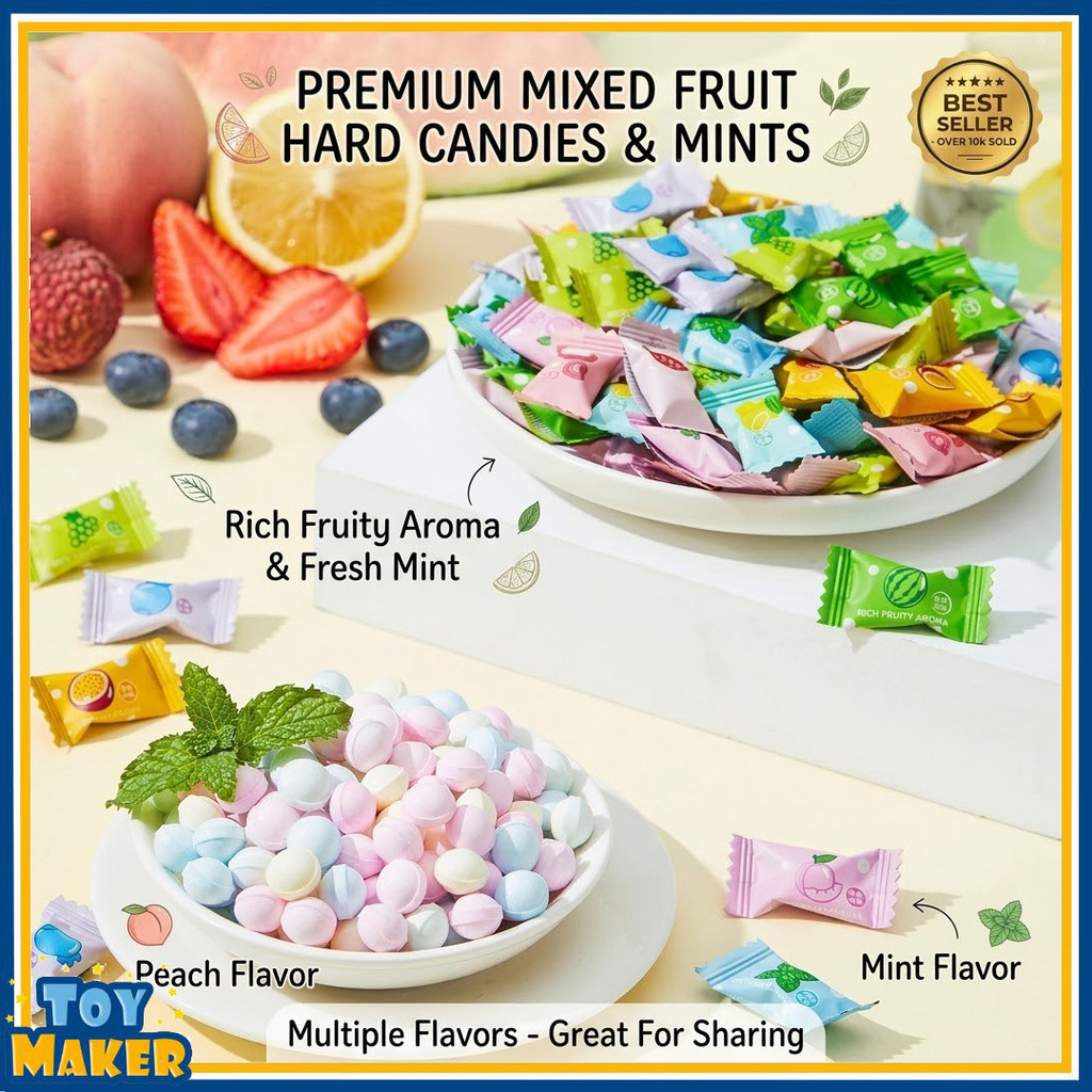 TOYMAKER SUGAR-FREE POLO MINT CANDY 2.6KG – FRUIT MIX FRESH BREATH MINTS (APPROX. 2,500PCS)