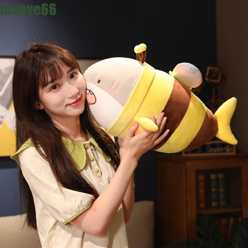 MAOYE Shark Bee Plush Toy Kids Toy Soft Toy Comforting Stuffed Animals Toy Accompany Toy Sleeping Mate Toy Home Decor Sleep Pillow Throw Pillow Shark Bee Doll