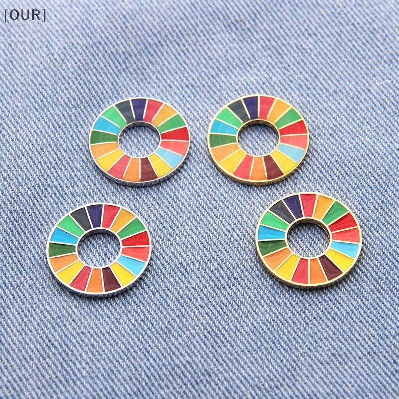 [OUR] Enamal 17 Colors Sustainable Development Goals Brooch United Nations SDGs Pin null