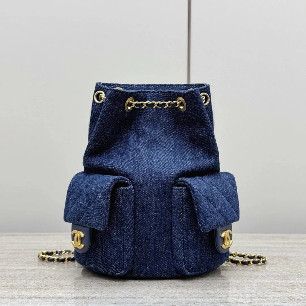 [Zhendian 1] Eyes Closed, Circle Denim, New Product 25 Early Spring Vacation Backpack, Customized Circle Denim Fabric, Matching Retro Gold Hardware, Large-Capacity One-Shoulder Cross-Body Backpack Female Bag, 25 * 20 * 8.5