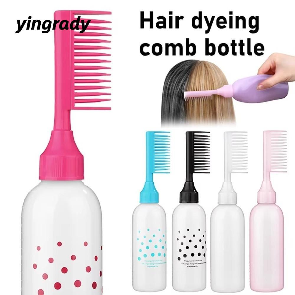 YINGRADY Perming Solution Bottle, Large Capacity Shampoo Brush Hair Dye Bottle,  with Comb Refillable Hair Dye Styling Tools