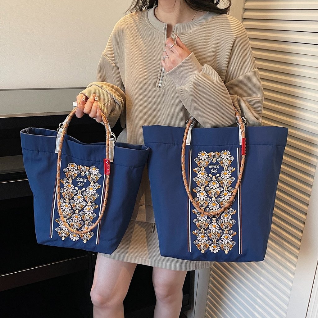 New Chinese Style Embroidered Handbag Large-Capacity Simple Commuter Cloth Bag Fashionable All-Match Temperament Casual One-Shoulder Female Bag