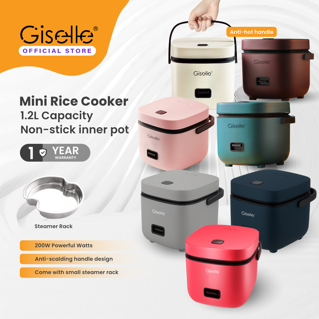 Giselle Mini Rice Cooker with Non-stick aluminium inner Pot(food grade)and Steamer(1.2L/200W)KEA0371