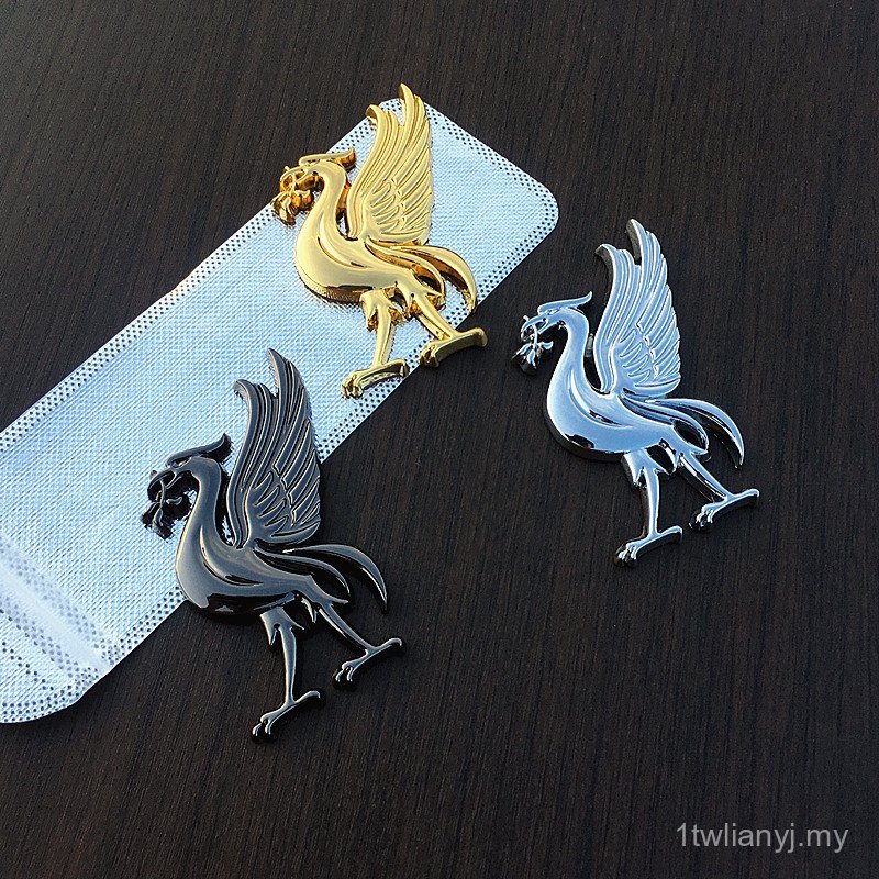 Lambang Pasukan Liverpool Tentera Merah Hati Burung Logam Pelekat Kereta Phoenix 3D Tiga Dimensi Firebird Pelekat Lencana Kereta Pelekat Hiasan Badan Kereta XRBL
