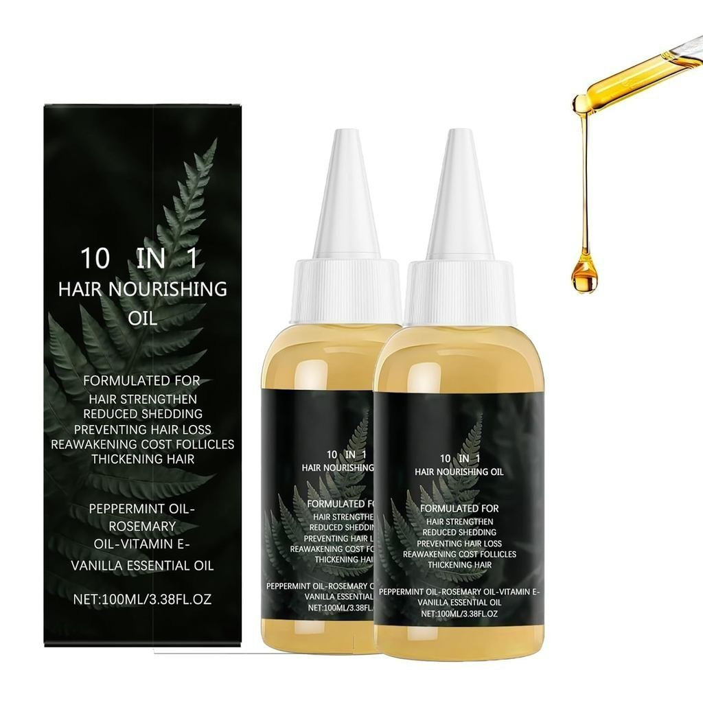 Hairgrowth Co 10 in 1 Hair Growth Oil, 10 in 1 Hair Growth Oil with Organic Rosemary, Wild Black Castor & African Powde, Stronger Longer Hair for Women and Men (2pcs)