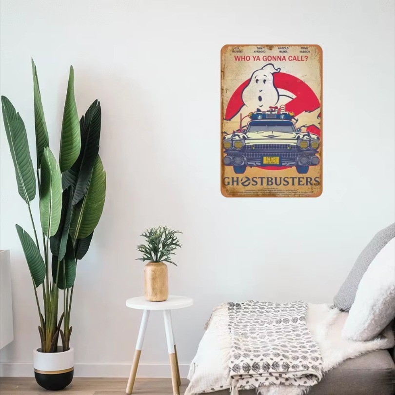 HELLOYOUNG Vintage Ghostbuster Band Poster Metal Sign 8x12 Inch Wall Decor for Garage Hotel Bar Man Cave Home Theater