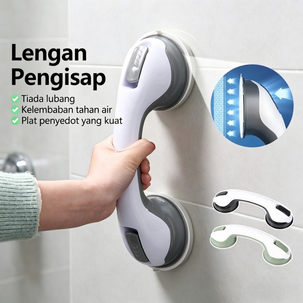 BN Strong Suction Shower Aid Grab Bar Bathroom Handrail Safety Handle Double Lock Anti-Slip for Mobility Impaired
