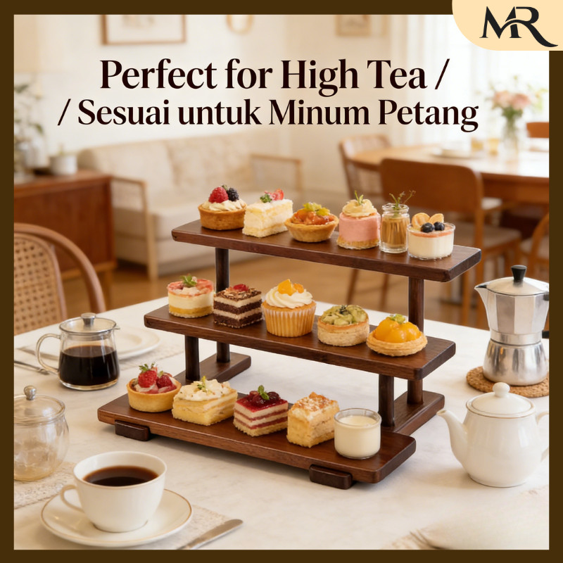 3 Tier Wooden Step Display Stand, Rustic 3-Tier Wood Riser for Taco Dessert Cupcake, Countertop Organizer Shelf for Perfume Makeup Jewelry 3层置物架