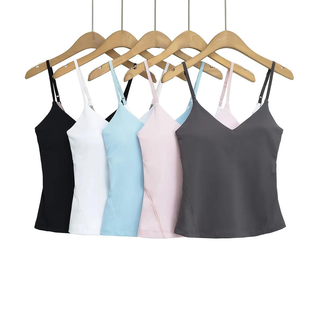 Lulu with Chest Pad Yoga Sports Camisole Women Summer New Style High Elastic Plasticity Slimmer Look Bottoming Top ybl4.10 ybl4.40