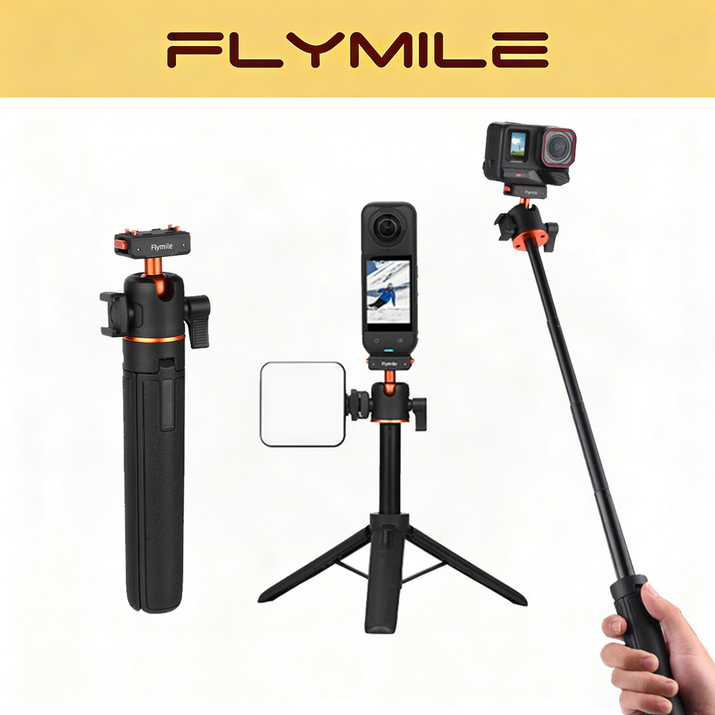 Flymile Quick Release Mount Telescopic Tripod for Insta360 X5/Ace Pro/Ace Pro 2 Accessories