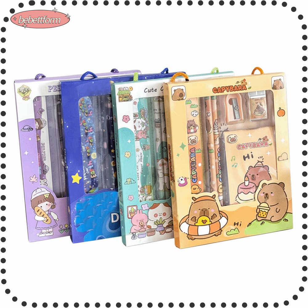 LIKE 6Pcs/Set Study Stationery, Cute Capybara Stationery Set, Trendy Abundant Back-to-school Gift Kit for Students