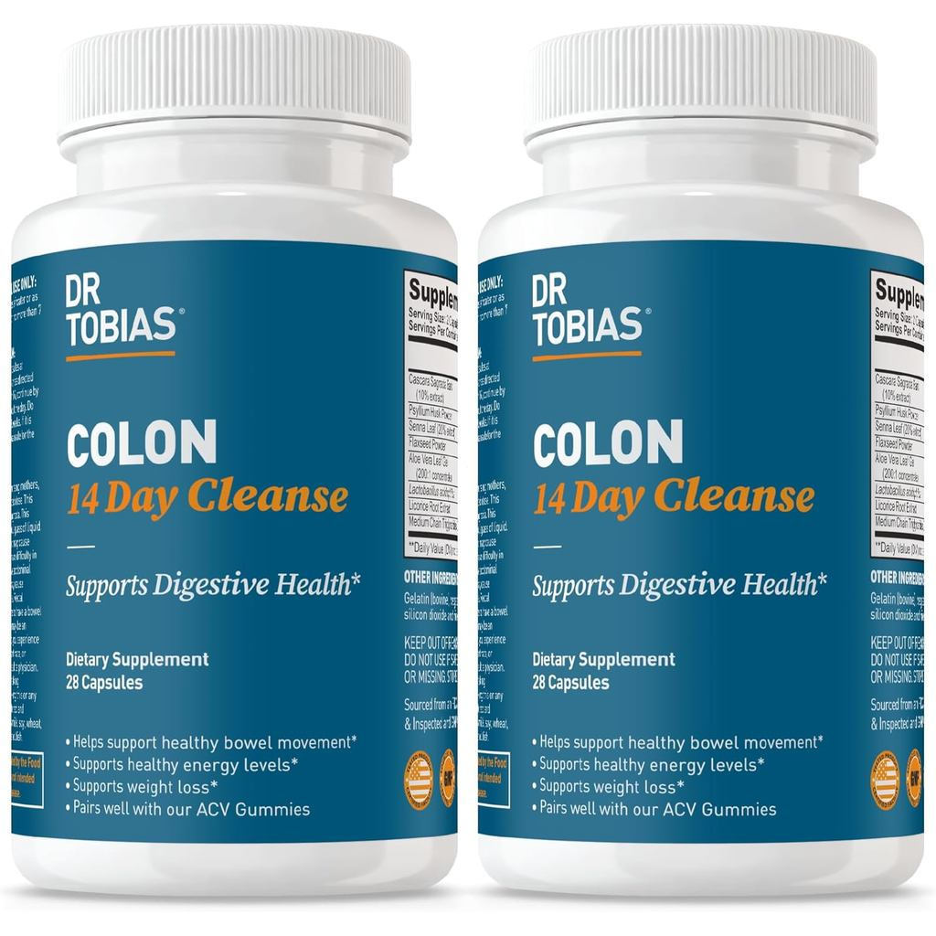Dr.TobiasColonCleanse-ConstipationRelief&GutHealthSupportforWomen&Men|14DayColonCleanserforaGentleColon&GutFlush-2Bottlesof28Capsules