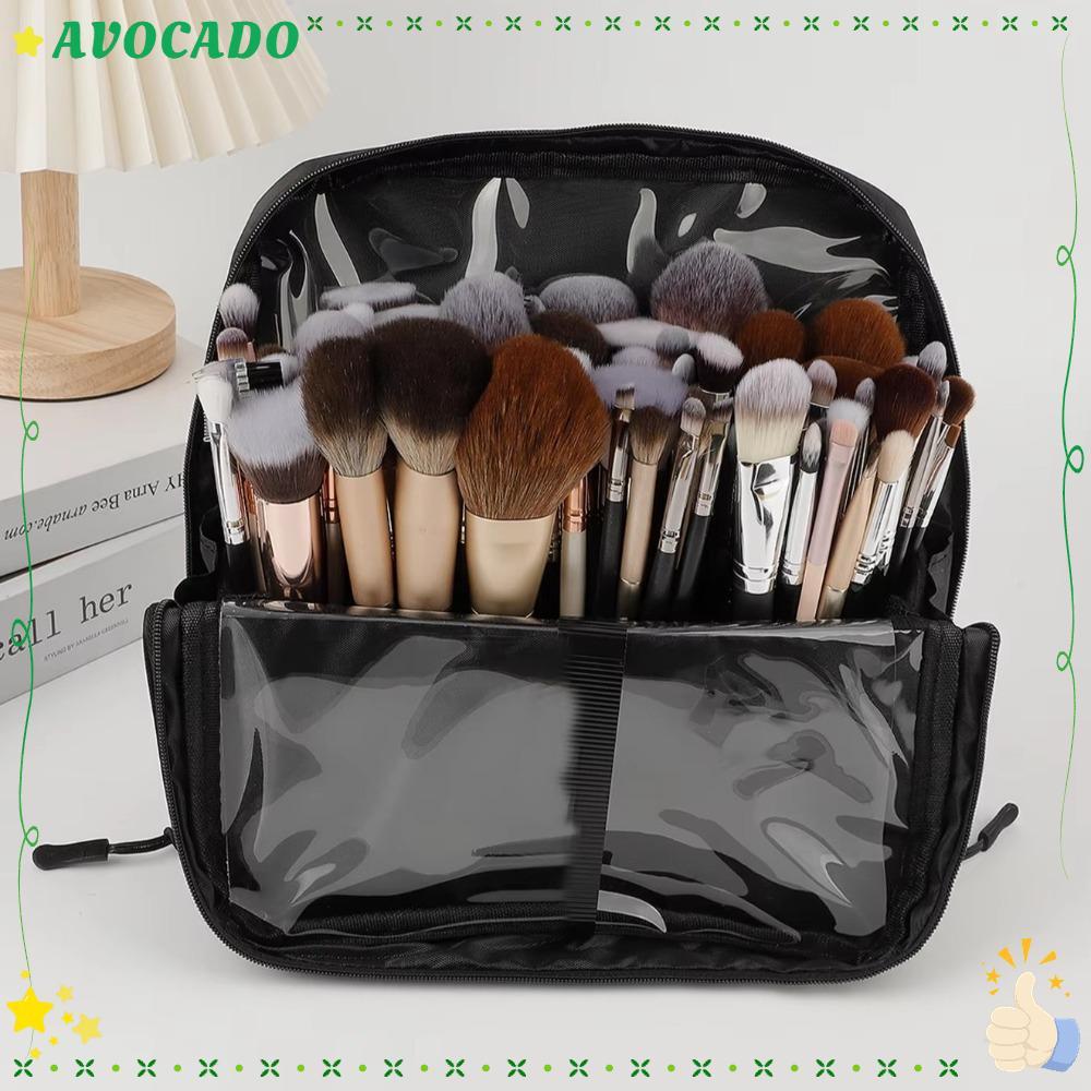 AVOCADD Makeup Brush Bag, Magnetic Locking Closure Single Design Multifunctional Storage Bag, Large Capacity Black Color Brush Bag