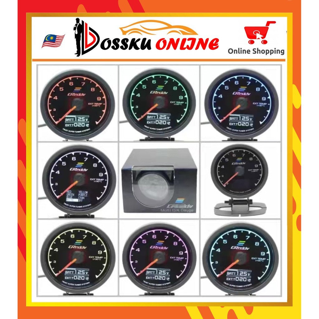 SG5 GReddy 2 In 1 Multi DA Gauge / Meter with 7 Color ( water temp / vaccum / turbo / rpm / oil temp / oil pressure )