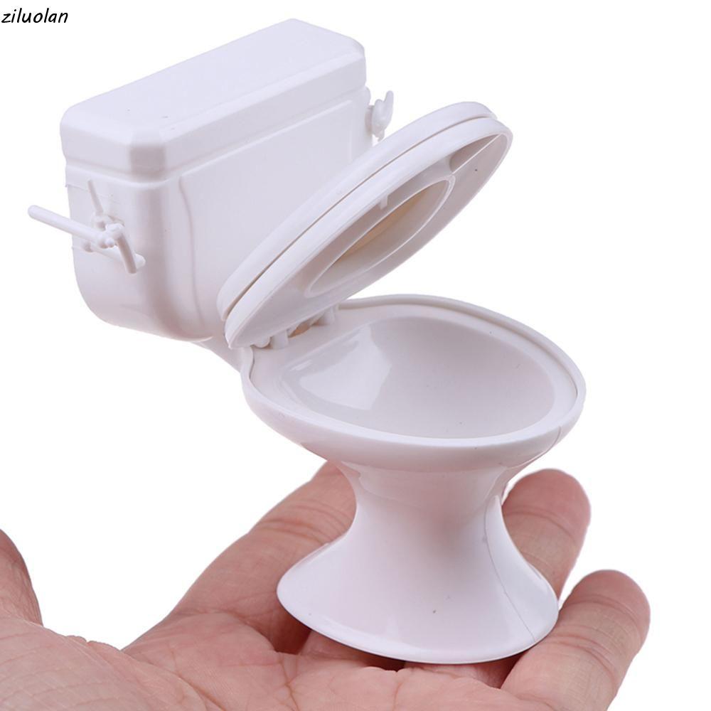 ZILUOMY Miniature Toilet Playing House Vintage Mini Home Decoration Doll Accessories