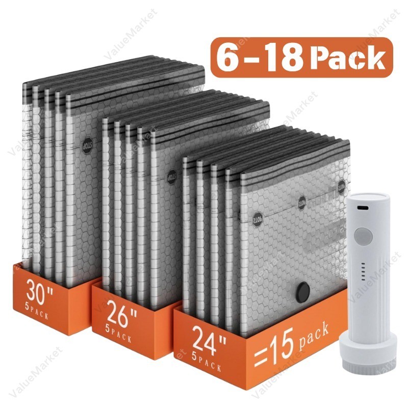 Reusable Travel Storage Bags Set with Wireless Pump, Portable Space Saver Bags for Travel & Home, Vacuum Compression Packing Seal for Clothes, Blankets, Home Seasonal Storage Value