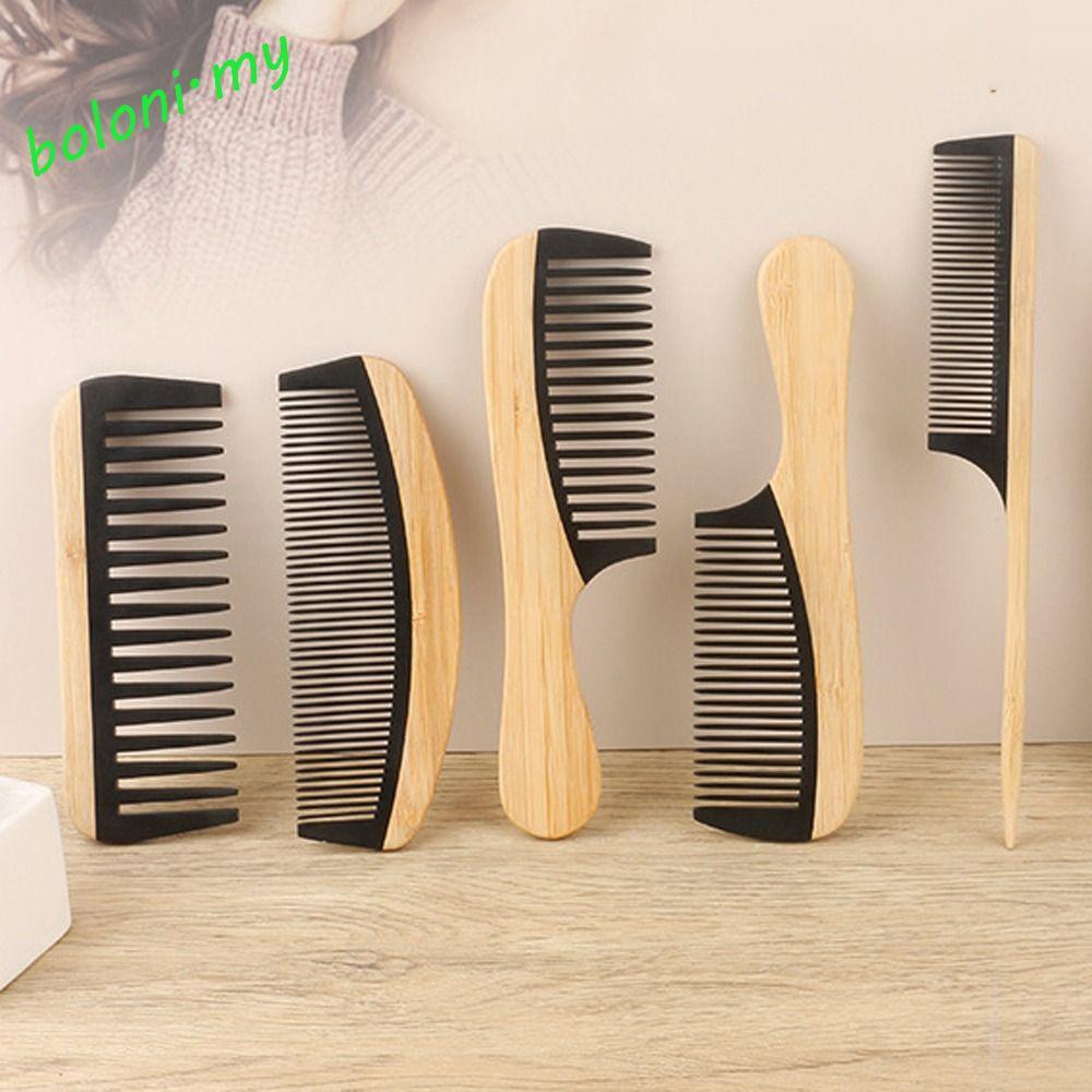 [COD] Bamboo Wood Hair Comb, Eco-friendly Salon Wide Tooth Hair Comb, Fashion Anti-Static Anti Tangling Portable Pointed Tail Comb for Gift