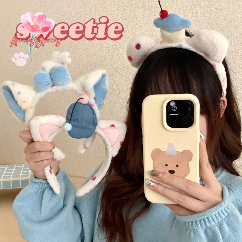 AmongSpring> Cute Animal Ears Face Wash Makeup Headwear Kawaii Women Wash Face  Photo Props Hair Clips Decoration Accessories new