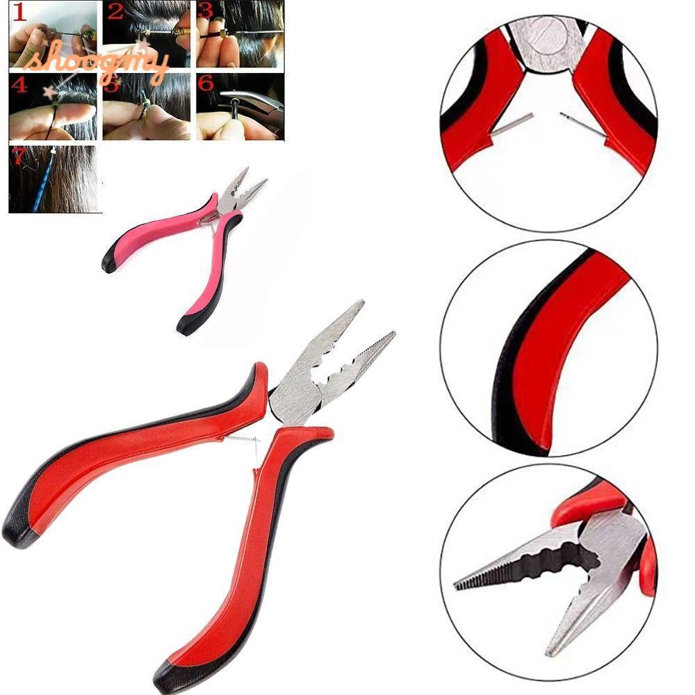 SHOOGMY Hair Extension Pliers, Tongs Durable Steel Puller, Capsule Removing Tongs Professional Steel 3 Holes Pliers for Nano or Micro Ring
