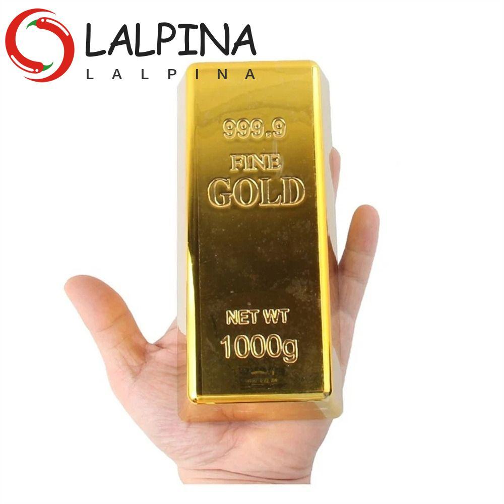 LALPINA Fake Gold Bar, Simulation Paperweight Golden Brick, Office Accessory Glittering Door Stop Movie Prop Bullion Bar Office Desk