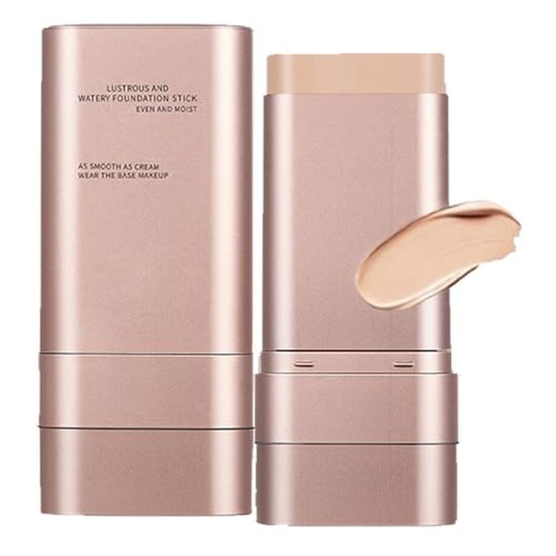 Long-Lasting Dual-Ended Foundation Stick, 2-in-1 Contouring Foundation, Full Coverage Cream, Built-in Sunscreen, Lightweight Brighten Stick for Flawless Finish, All Skin Types (Na