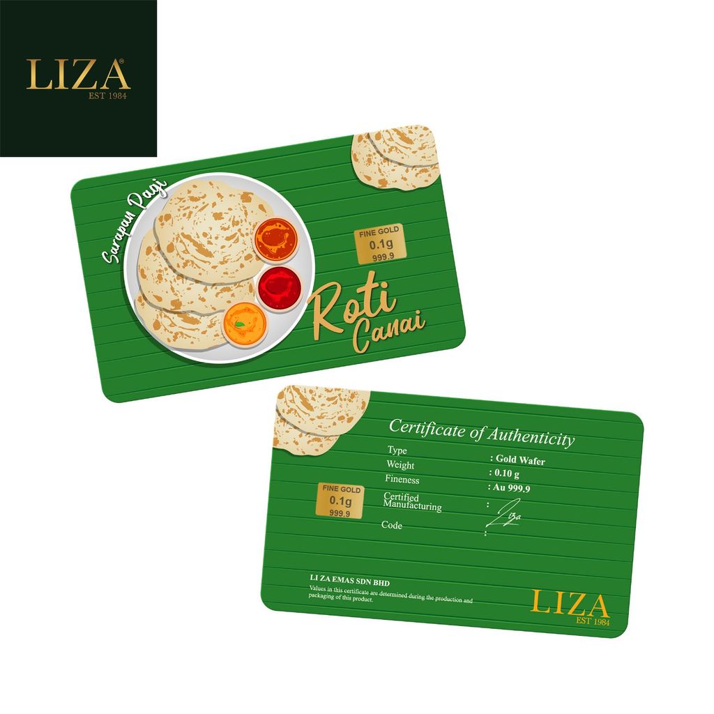 LIZA 0.10g 999.9 Gold Bar (Roti Canai)