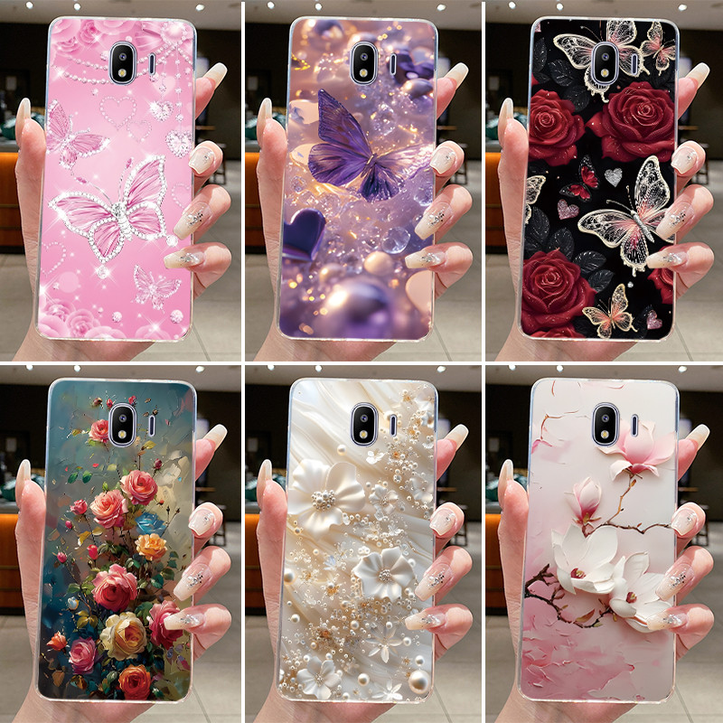 For Samsung J4 2018 Case J400F J400G Clear Luxury Fashion Butterfly Flower Soft Jelly Back Cover For Samsung Galaxy J4 2018 Phone Case