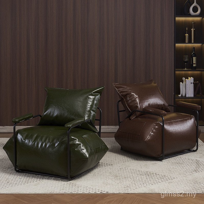 Sofa Santai Seni Besi Vintage untuk Kegunaan Rumah, Kerusi Lounge Seater Tunggal yang Selesa untuk Ruang Tamu dan Balkoni, Kursi Rehat Gaya Nordic.