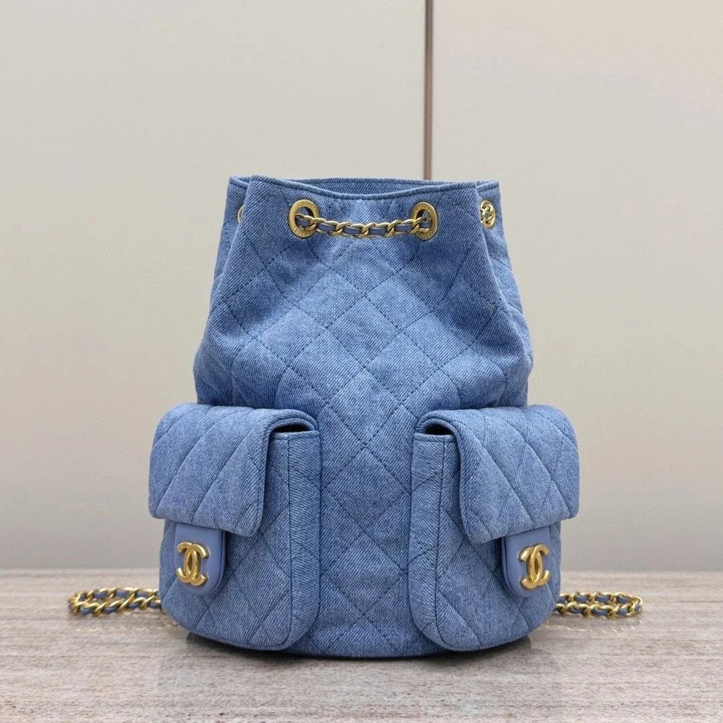 [Zhendian 1] Eyes Closed, Circle Denim, New Product 25 Early Spring Vacation Backpack, Customized Circle Denim Fabric, Matching Retro Gold Hardware, Large-Capacity One-Shoulder Cross-Body Backpack Female Bag, 25 * 20 * 8.5